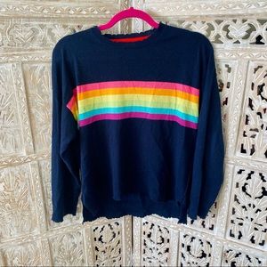 Sundry size 2 cashmere wool blend sweater with front rainbow stripe detail